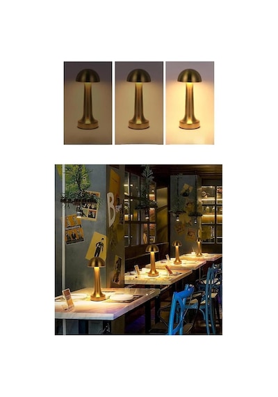Dekoratif Masa Lambası Dimmerli Şarjlı Cata Lizbon Gold Cafe Restoran Masa Lambası 3 Renk Işık Modu