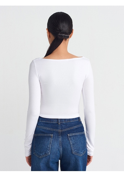 Dilvin 31507 Uzun Kollu Top Beyaz