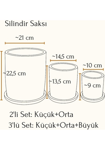 Terracotta Silindir Saksı+tabak Pembenin Tonları Küçük Diğer