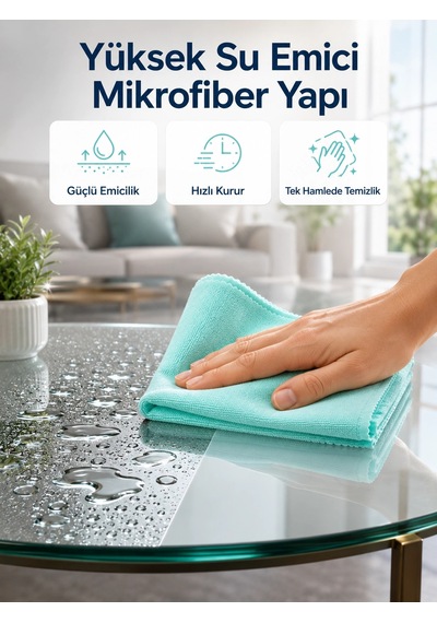 Cam Ayna Ve Parlak Yüzeyler İçin Mikrofiber Temizlik Bezi Leke Ve İz Bırakmaz Diğer