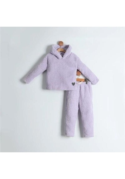 Unisex Çocuk Kapüşonlu Mickey Mouse Peluş Alt Üst 2'li Takım 001