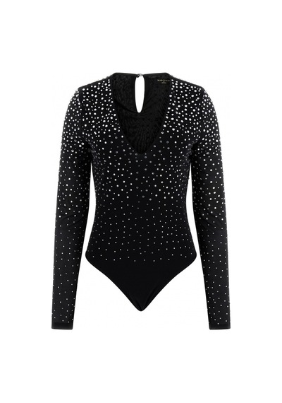 Guess Giselle Uzun Kollu Kadife Kadın Siyah Body 6rgp086359a-jtmu Siyah