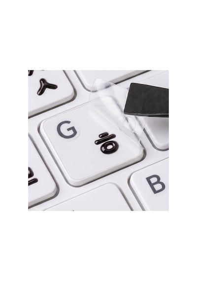 Siyah Korece Klavye Etiketi 3d Uv Kabartmalı 46 Adet Şeffaf Sticker Notebook Ve Masaüstü Uyumlu