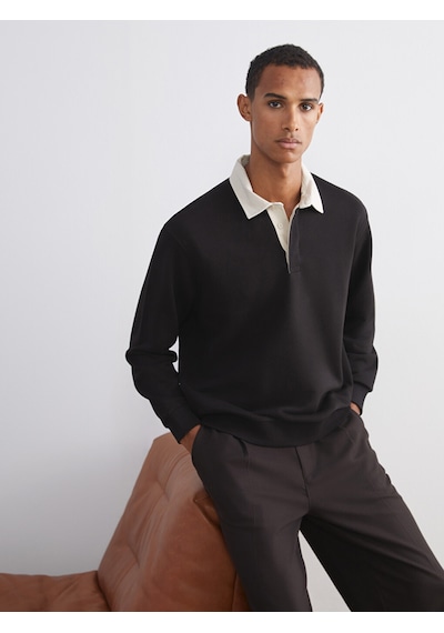 Lcw Vision Kahverengi Kontrast Polo Yakalı Erkek Sweatshirt