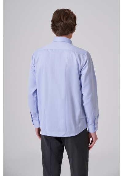 Morven Erkek Mavi Polyester Trend Slim Fit Tam İtalyan Yaka Gömlek 26mc004044300 Mavi