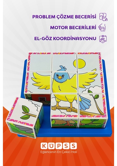 6 Farklı Uçan Hayvanlar Eğitici 3d Küp Puzzle 3 4 5 6 Yaş