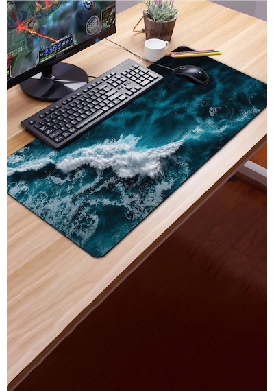 Sonictouch Klavye Mousepad 40x90cm Dikişsiz Pürüzsüz Sıvı Geçirmez Kaymaz Taban Mavi Derinlik