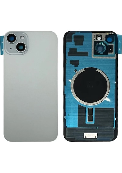 Apple Uyumlu iPhone 15 Plus Beyaz Full Nfc Ve Demirli Arka Kapak Batarya Kapağı Pil Kapağı Beyaz
