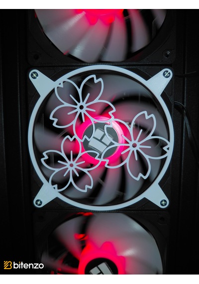 Çiçek Motifli V2 120x120 Mm Oyun Pc Aksesuarı, Masaüstü Bilgisayar Fan Kapağı Beyaz