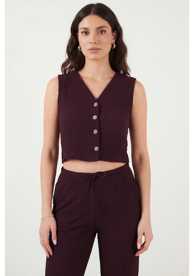 Lela Regular Fit V Yaka Yelek-pantolon Gofre Takım Bayan Takım 5866484 Bordo Lela Regular Fit V Yaka Yelek-pantolon Gofre Takım Bayan Takım 5866484 Bordo