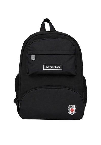 Beşiktaş Lisanslı Logolu Siyah Sırt Çantası - Su İtici Kumaşlı Laptop Bölmeli Okul Çantası