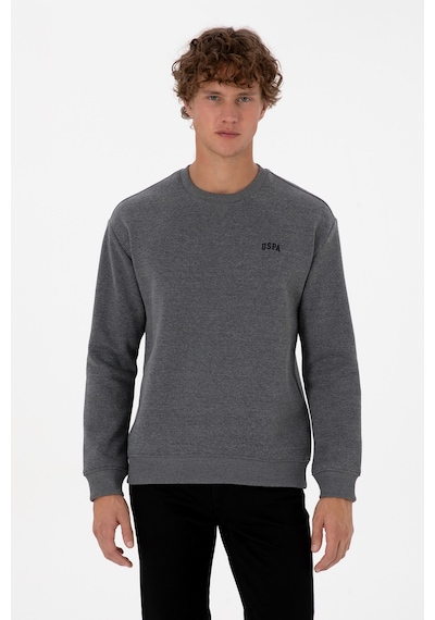 U.S. Polo Assn. Erkek Comfort Fit Bisiklet Yaka Şardonlu Antrasit Melanj Basic Sweatshirt 50313757-VR081