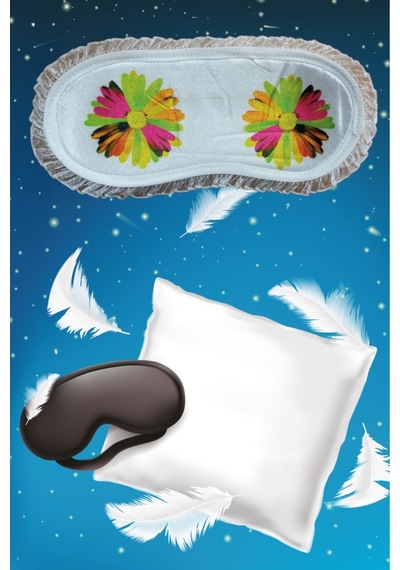 Pembecin Uyku Göz Bandı Maskesi Işık Önleyici Gözlük Maske Bant Eye Mask Çiçekli 1adet Beyaz