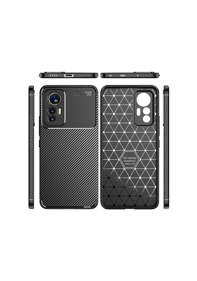Xiaomi Mi 12 Lite Kılıf Karbon Görünümlü Silikon Kamera Korumalı Üstün Koruma Pazarplus Siyah