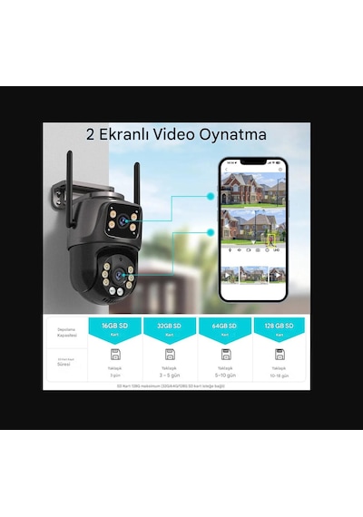 4k 8mp Hd Wifi Ptz Kamera 4mp Çift Lens Çift Ekran