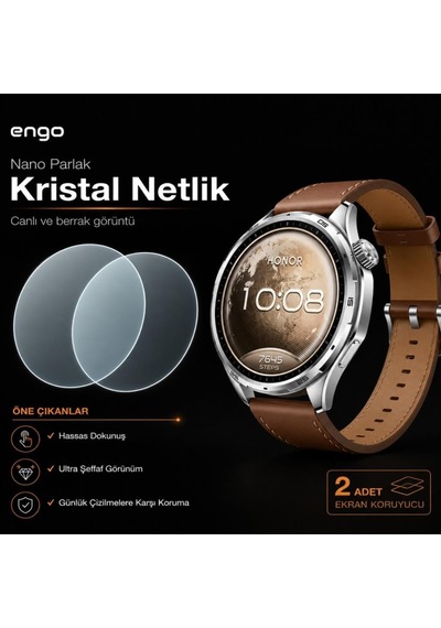 Honor Watch 6 İle Uyumlu Ekran Koruyucu Nano Parlak Çizilmeye Dayanıklı Akıllı Saat Koruması, 9h Kırılmaz Esnek Cam, Hd Şeffaf 2 Adet Çok Renkli
