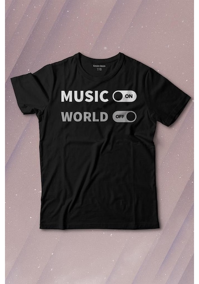 Kendim Seçtim Music On World Off Müzik Dünya Baskılı Tişört Çocuk T-shirt 001