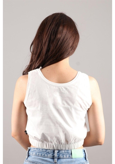 Kadın Baskılı Kolsuz Crop Bluz Çok Renkli