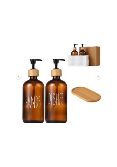 Buççin Online Mağaza 2 Li Amber Bambu Standlı Hands&dishes Sıvı Sabunluk Seti Kahverengi Çok Renkli