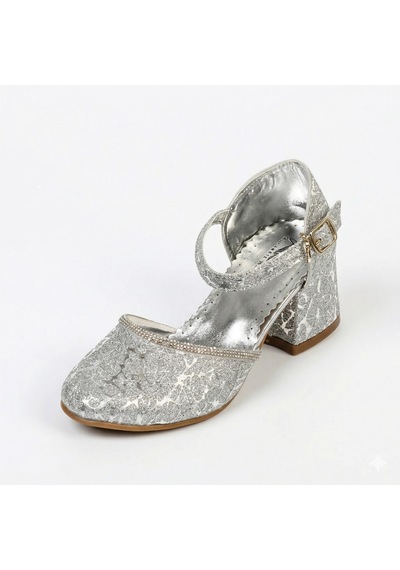 Pico Kids Arz Simli 4 Cm Kız Çocuk Topuklu Abiye Ayakkabı Gümüş