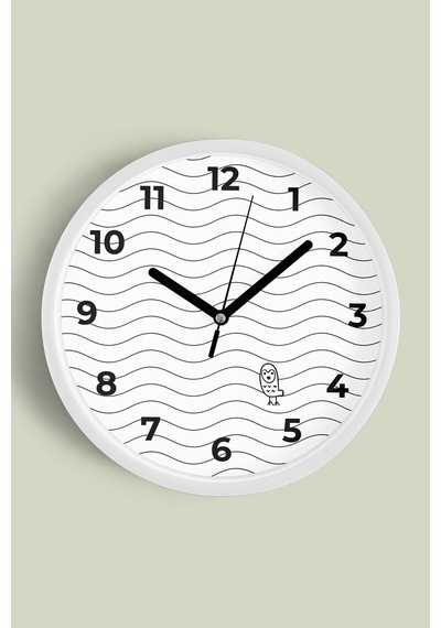 Modern Tasarım Duvar Saati - 30cm - Önü Camlı Beyaz Kasa - Sessiz Mekanizma-jh0624 Beyaz