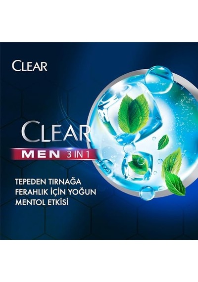 Men 3 İn 1 Şampuan &amp Amp Duş Jeli Ferahlatıcı Mentol Etkisi Saç Yüz Vücut İçin 350 Ml