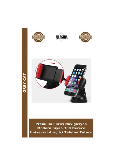 Premium Sürüş Navigasyon Modern Siyah 360 Derece Universal Araç İçi Telefon Tutucu