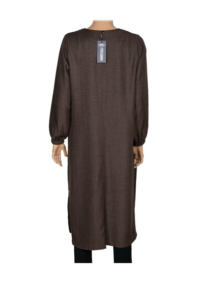 Hermevsim Missbah Kadın Efnan Keten Basic 115cm Yanı Yırtmaçlı Uzun Kahve Tunik Kahverengi Hermevsim Missbah Kadın Efnan Keten Basic 115cm Yanı Yırtmaçlı Uzun Kahve Tunik Kahverengi