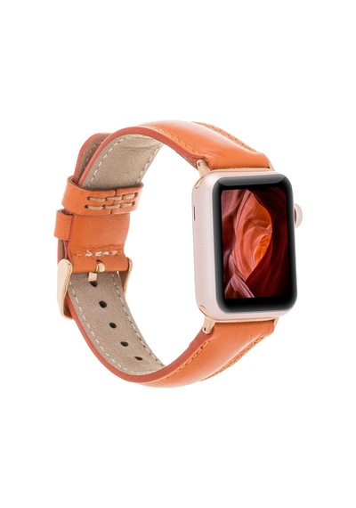 Apple Watch Uyumlu Deri Kordon 42-44-45mm F5 Taba