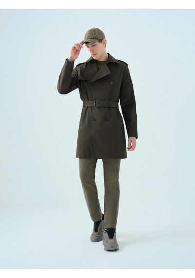 Regular Fit Erkek Trenchcoat Haki