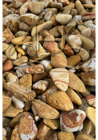 Sarı Çizgili Rainbow Dolomit Çakıl Taşı 4-8 Cm 10 Kg Dekoratif Bahçe Peyzaj Saksı Akvaryum Teraryum