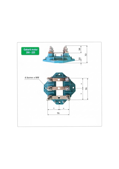 Üç Fazlı Elektrik Motorları İçin Terminal Panosu, 200-225, 6xm8