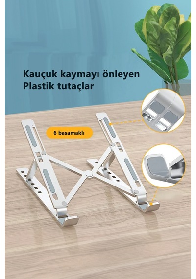 Thentech Alüminyum Malzeme Katlanabilir Sağlam Laptop Dizüstü Bilgisayar Tablet Standı Izgaralı Ayarlanabilir