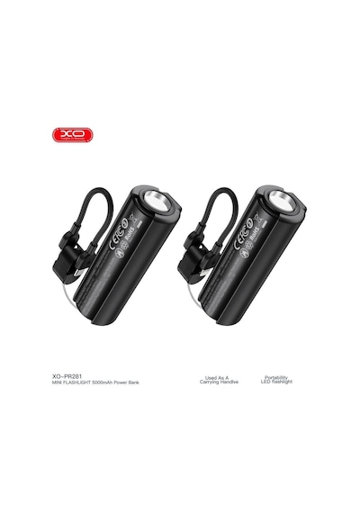 Pr281 İp 5000 Mah El Feneri Özellikli Type-c To Lightning Powerbank Şarj Aleti Beyaz