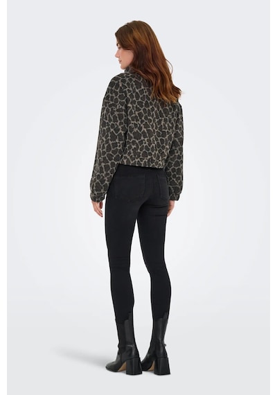 Only Kadın Onlemılıa Leopar Desenli Dik Yaka Mont 15349082 Kahverengi Kahverengi