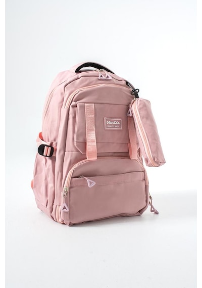 Ventis Unisex Kalemlikli 2'li Set Okul Çantası Lise Ortaokul Sırt Çantası 43 30 Cm Çok Cepli Vnt7-f Pembe
