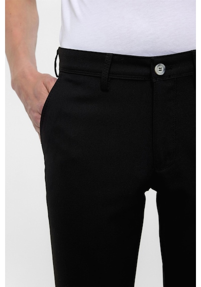 Süvari Siyah Slim Fit Desenli Kumaş Pantolon-38294 Siyah