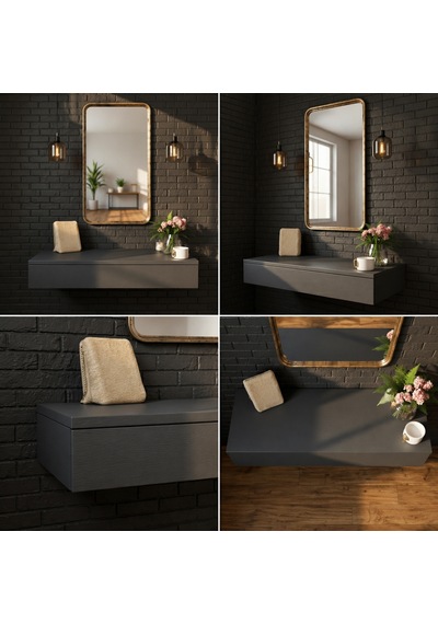Mdf Makyaj Masası Ve Dresuar 80x30 Cm Çekmeceli Modern Tasarım Antrasit
