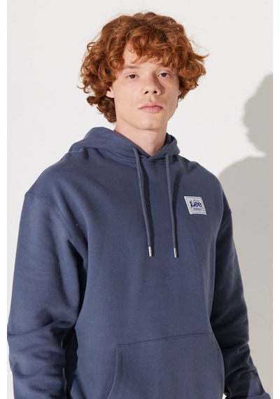 Lee Loose Fit Rahat Kesim Pamuk Kapüşonlu Şardonlu İndigo Sweatshirt LM02RJA66 İndigo