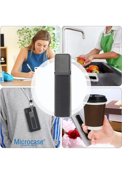 Microcase Üniversal Telefon Arkası El Parmak Tutucu Metal Mıknatıslı Standlı Cep Telefonu Tutacağı - Al4938 Siyah