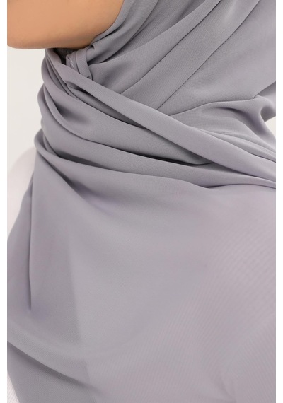 Altobeh Hazır Lüks Pratik Hijablı Şifon Şal Gri