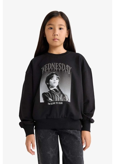 Defacto Kız Çocuk Wednesday Oversize Geniş Kalıp Bisiklet Yaka Sweatshirt G0440a825aubk81 Siyah Defacto Kız Çocuk Wednesday Oversize Geniş Kalıp Bisiklet Yaka Sweatshirt G0440a825aubk81 Siyah