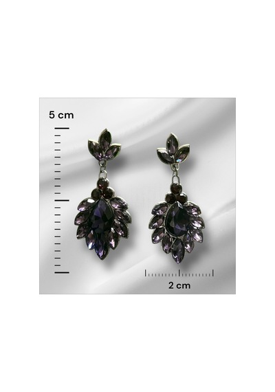 Eloria Kristal Taşlı Küpe Düğün Kına Günlük Kullanım Mor - 726428693 Mor
