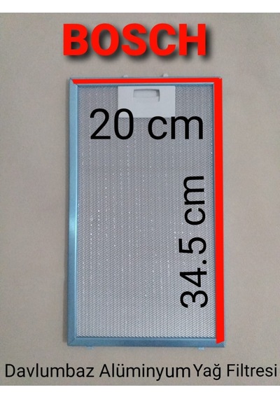 Bosch Uyumlu Davlumbaz Alüminyum Yağ Filtresi 20X34,5Cm Aspiratör Filtre - 530713751