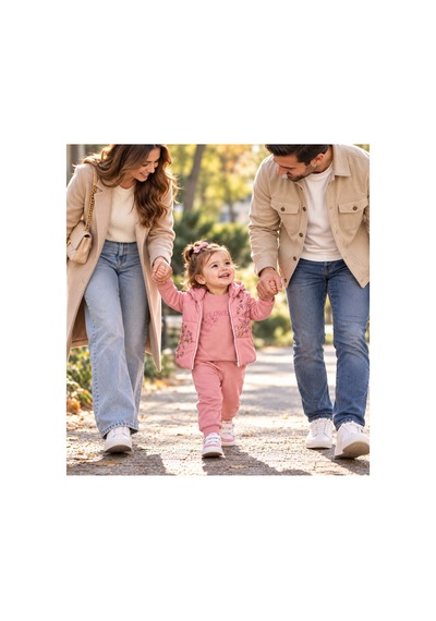 Genel Markalar Çiçek Desenli Yelekli Kız Çocuk 3 Lü Bebek Takım Pembe - 927433647 Pembe