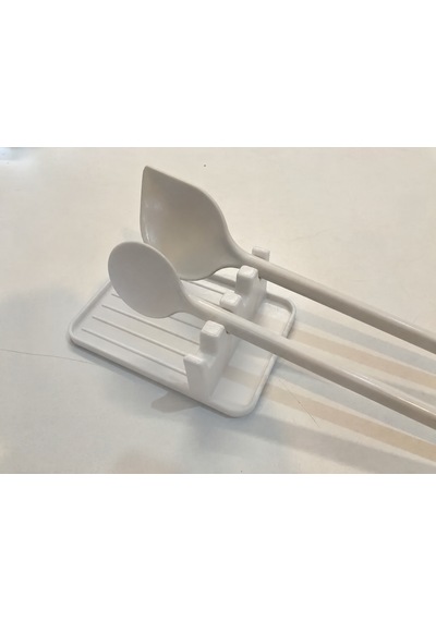 3d Baskı Çoklu Kaşık Ve Kepçe Dinlendirme Standı Damlama Tepsili Mutfak Düzenleyici Beyaz