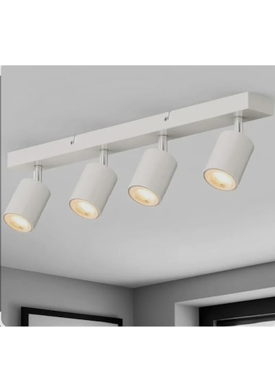 Mylights Gu10 Beyaz Metal Gövde 4 Lü Hareketli Başlıklı Led Spot Avize Günüışığı Beyaz Işık Tasarruflu Beyaz