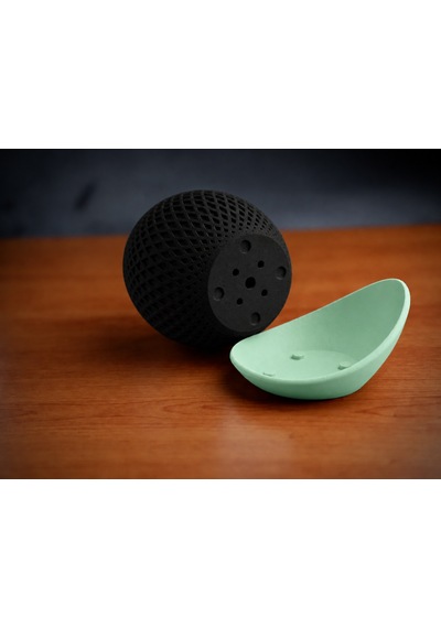 3d Baskı Küre Saksı - Kafes Dokulu İki Parçalı Dekoratif Saksı - Siyah-mint