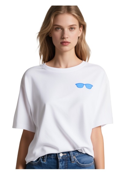 Ogc Gözlük Oversize Unisex T-shirt Beyaz