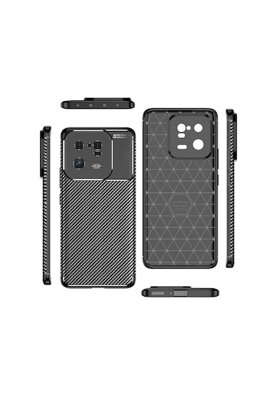 Xiaomi Mi 13 Pro Kılıf Karbon Görünümlü Silikon Kamera Korumalı Üstün Koruma Celikaksesuar Lacivert